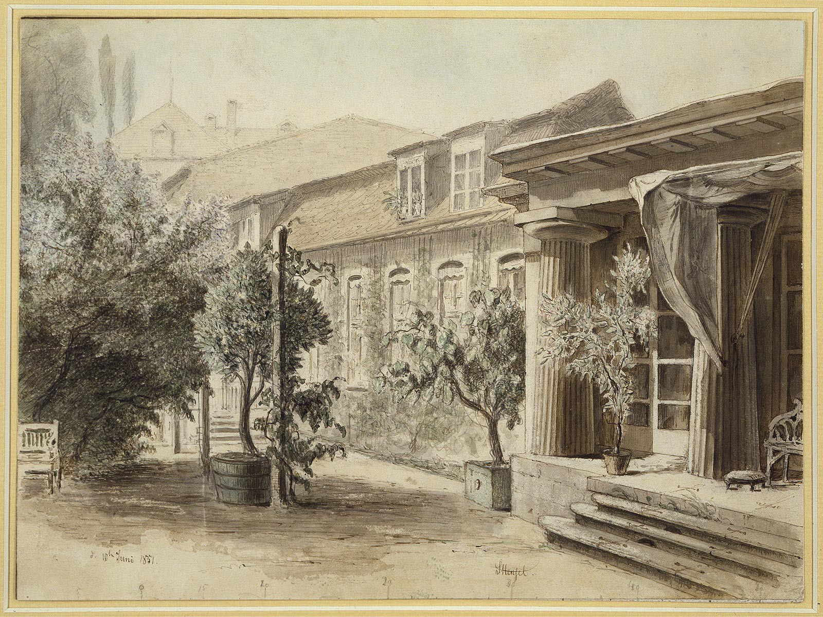 Der Eingang zum glaskuppelgekrönten Gartensaal in der Leipziger Straße 3. Sebastian Hensel, Gartensaal, o. J., © bpk / SBB