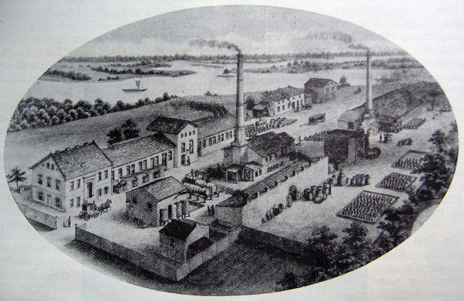 Gelände der Anilin-Fabrik in Rummelsburg bei Berlin, 1877, Abbildung: Privatbesitz