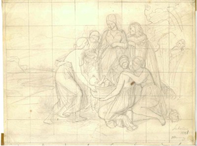 Philipp Veit: Auffindung Mosis, 1848, Zeichnung (c) Mendelssohn Gesellschaft